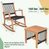 3 Piece Wood Patio Furniture Rocking Chair and Table Set