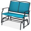 Patio Loveseat Swing Glider Rocker with Armrests in Blue