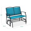 Patio Loveseat Swing Glider Rocker with Armrests in Blue