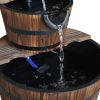 Outdoor 2-Tier Solid Wood Whisky Barrel Waterfall Fountain