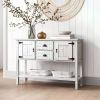 Farmhouse Cabinet with Storage Drawers in Rustic White Finish