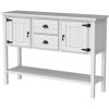 Farmhouse Cabinet with Storage Drawers in Rustic White Finish