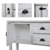 Farmhouse Cabinet with Storage Drawers in Rustic White Finish