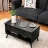 Mid-Century Lift-Top Coffee Table/Laptop Desk in Black Wood Finish