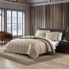 Full/Queen Plush Sherpa Reversible Micro Suede Comforter Set in Beige