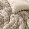 Full/Queen Plush Sherpa Reversible Micro Suede Comforter Set in Beige