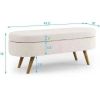 Mid-Century Bedroom Storage Bench in Off-White Beige Linen