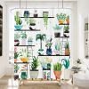 Watercolor Plants Botanical Floral Flower Pots Succulents Shower Curtain