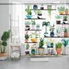 Watercolor Plants Botanical Floral Flower Pots Succulents Shower Curtain