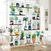 Watercolor Plants Botanical Floral Flower Pots Succulents Shower Curtain