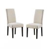 Modern Beige Cream Dining Chair with Black Wood Legs