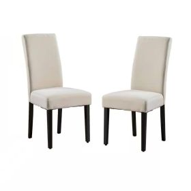 Modern Beige Cream Dining Chair with Black Wood Legs