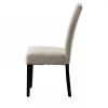 Modern Beige Cream Dining Chair with Black Wood Legs