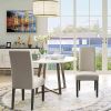 Modern Beige Cream Dining Chair with Black Wood Legs