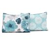 Full/Queen Blue Grey Flowers Lightweight Polyester Microfiber Quilt Set