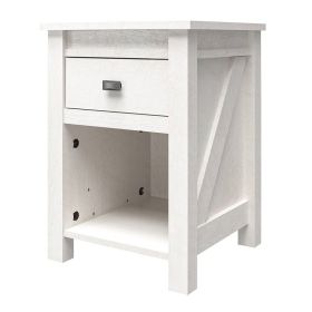 Farmhouse Bedroom Nightstand in Rustic Off-White Oak