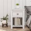 Farmhouse Bedroom Nightstand in Rustic Off-White Oak