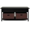 FarmHouse Black Lift-Top Multi Purpose Coffee Table with 2 Storage Drawers Bins