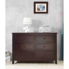 Bedroom 6-Drawer Dresser in Espresso Wood Finish