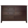 Bedroom 6-Drawer Dresser in Espresso Wood Finish