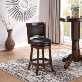 Counter Height Barstool with Black Swivel Seat in Dark Brown Finish