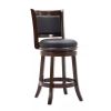 Counter Height Barstool with Black Swivel Seat in Dark Brown Finish