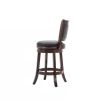 Counter Height Barstool with Black Swivel Seat in Dark Brown Finish