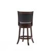 Counter Height Barstool with Black Swivel Seat in Dark Brown Finish