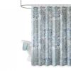 Shower Curtain with Blue Watercolor Paisley Floral Motif