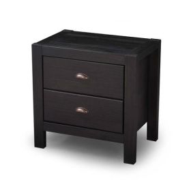 Farmhouse Style Solid Pine Wood 2-Drawer Nightstand