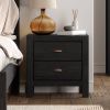 Farmhouse Style Solid Pine Wood 2-Drawer Nightstand