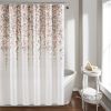 Floral Vines Flowers Shower Curtain in Off-White Beige Peach Pink Grey