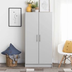 Bedroom Armoire with Hanging Rail in Light Grey Wood Finish