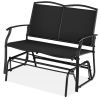 Patio Loveseat Swing Glider Rocker with Armrests in Black