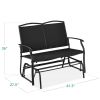 Patio Loveseat Swing Glider Rocker with Armrests in Black