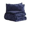 King Pleated Hypoallergenic Microfiber Reversible Comforter Set in Navy