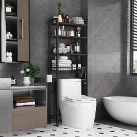 Industrial Over the Toilet Shelving Unit in Metal Black Wood