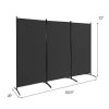 6-Ft Black 3-Panel Room Divider Screen with Steel Base and Heavy Duty Hinges