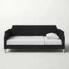 Twin size Black Polyester Fabric Upholstered Daybed with Nailhead Trim