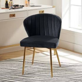 Wingback Accent Side Chair w/ Gold Metal Legs