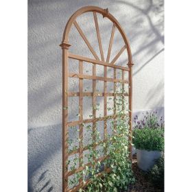 77-inch Light Brown Vinyl Lattice Garden Trellis with Arched Top