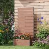 Garden Planter with Slatted Fence Trellis in Brown Wood Finish