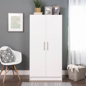 Bedroom Armoire with Hanging Rail in White Wood Finish