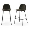 Modern Counter Height Barstools with Low Back in Dark Grey