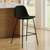 Modern Counter Height Barstools with Low Back in Dark Grey