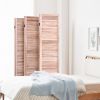 6-Panel Classic Louver Slatted Room Divider Screen in Brown Wood Finish