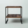 Modern Black Metal Brown Wood Top Nightstand