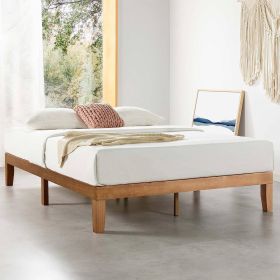 California King Solid Wood Platform Bed Frame in Natural Wooden Finish