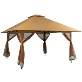 Brown 13 x 13 Ft Outdoor Canopy w/ Mesh Mosquito Netting Sidewalls