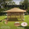 Brown 13 x 13 Ft Outdoor Canopy w/ Mesh Mosquito Netting Sidewalls